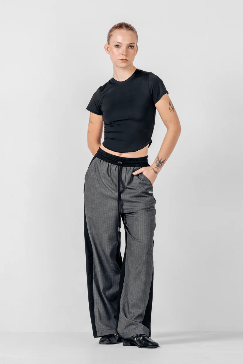 Track-suit Pant (Grey Pinstripe/Black)