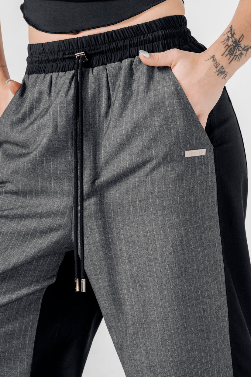 Track-suit Pant (Grey Pinstripe/Black)