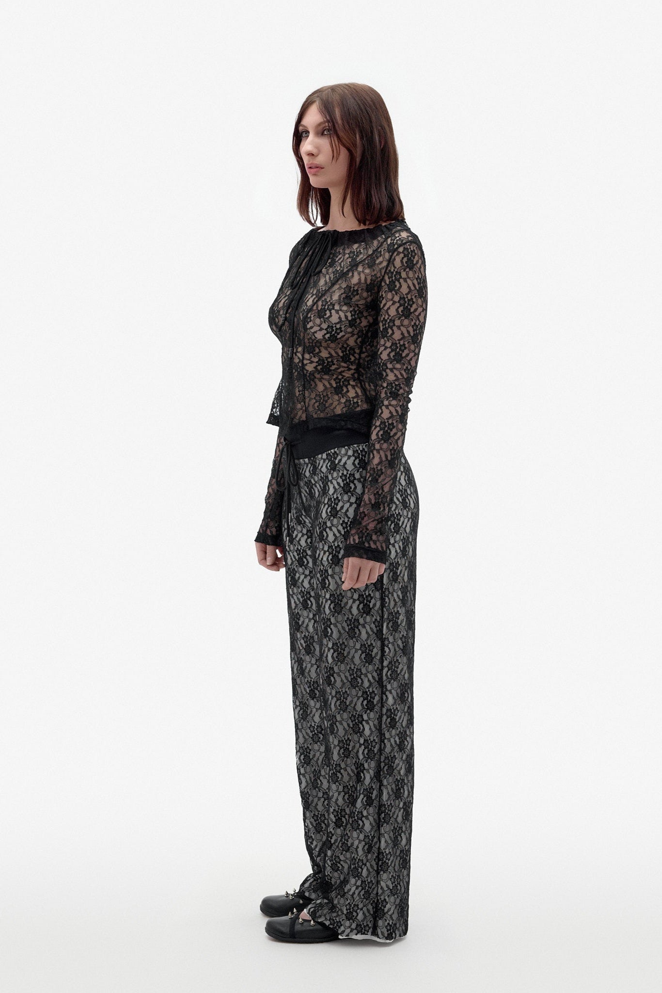 Lace Track Pant (Black/White)