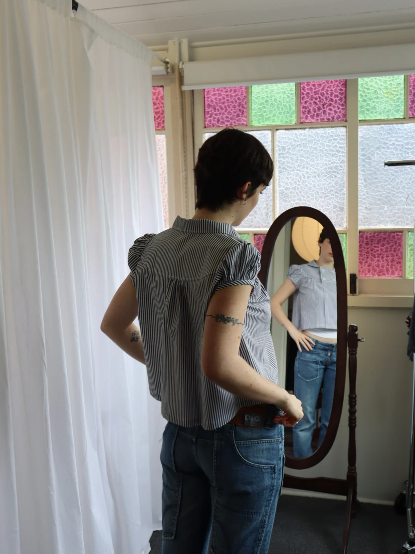 Baby Button Top (Pinstripe)