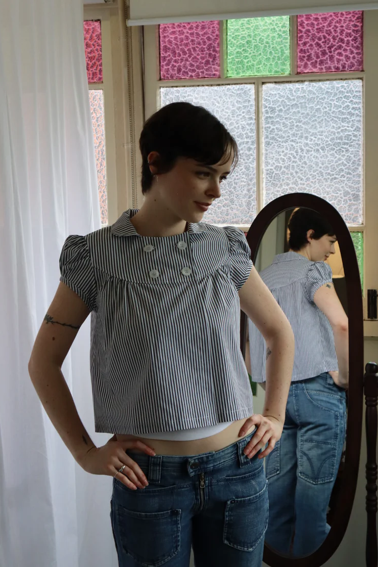 Baby Button Top (Pinstripe)