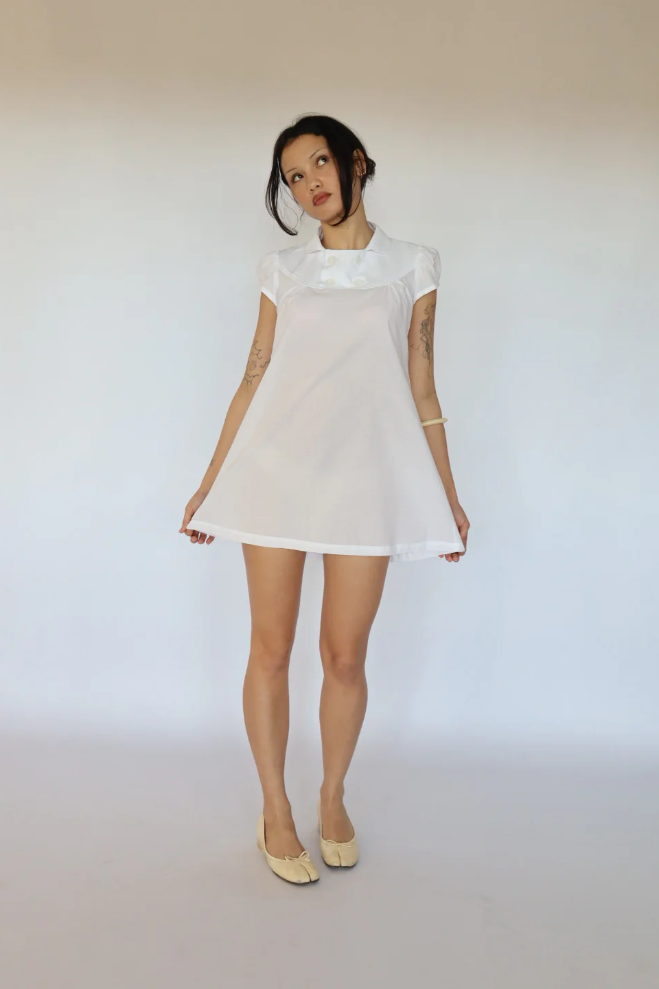 Baby Button Dress (White)