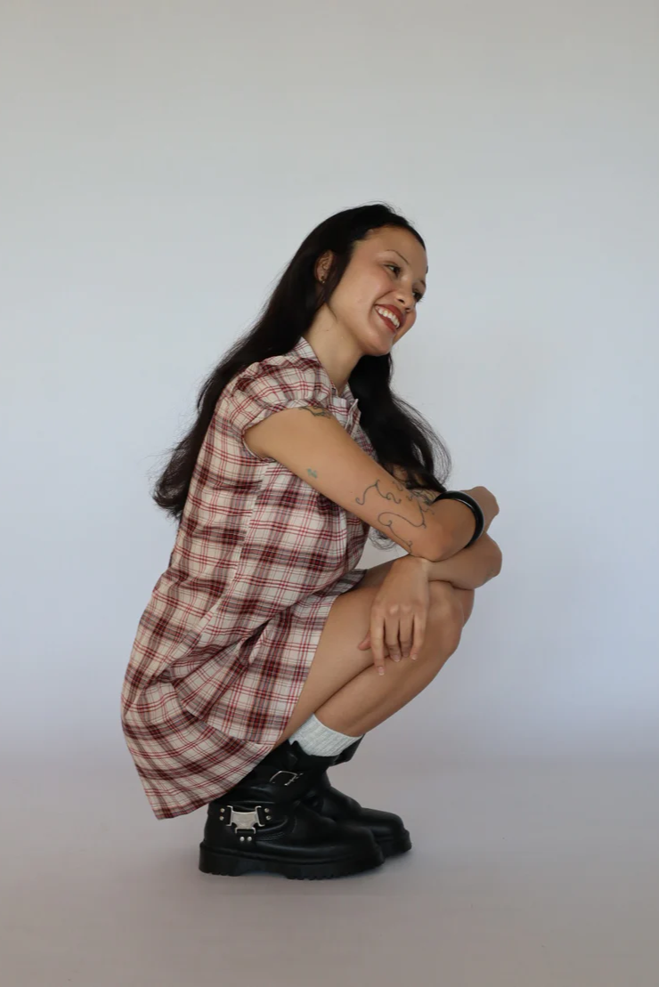 Baby Button Dress (Plaid)