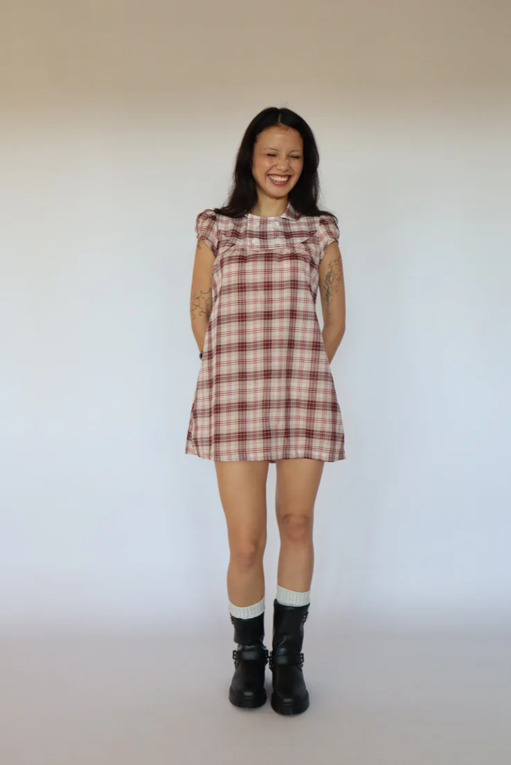 Baby Button Dress (Plaid)