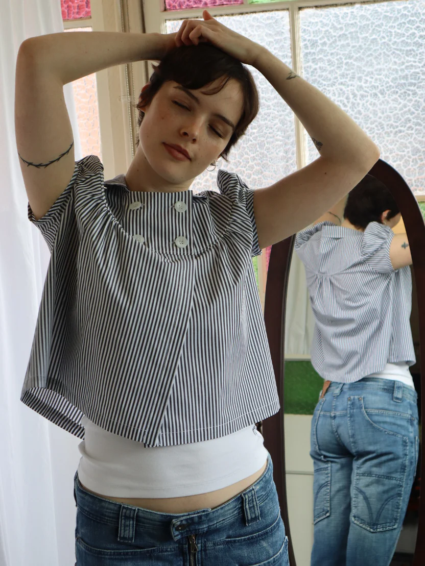 Baby Button Top (Pinstripe)