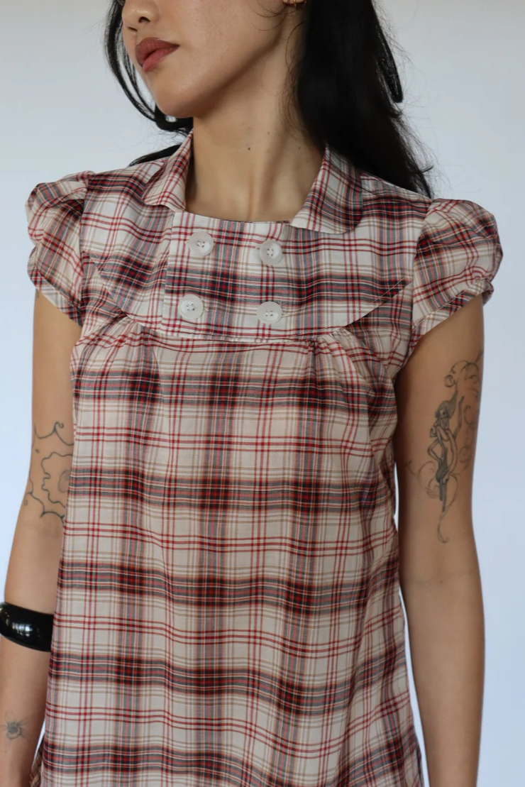 Baby Button Dress (Plaid)