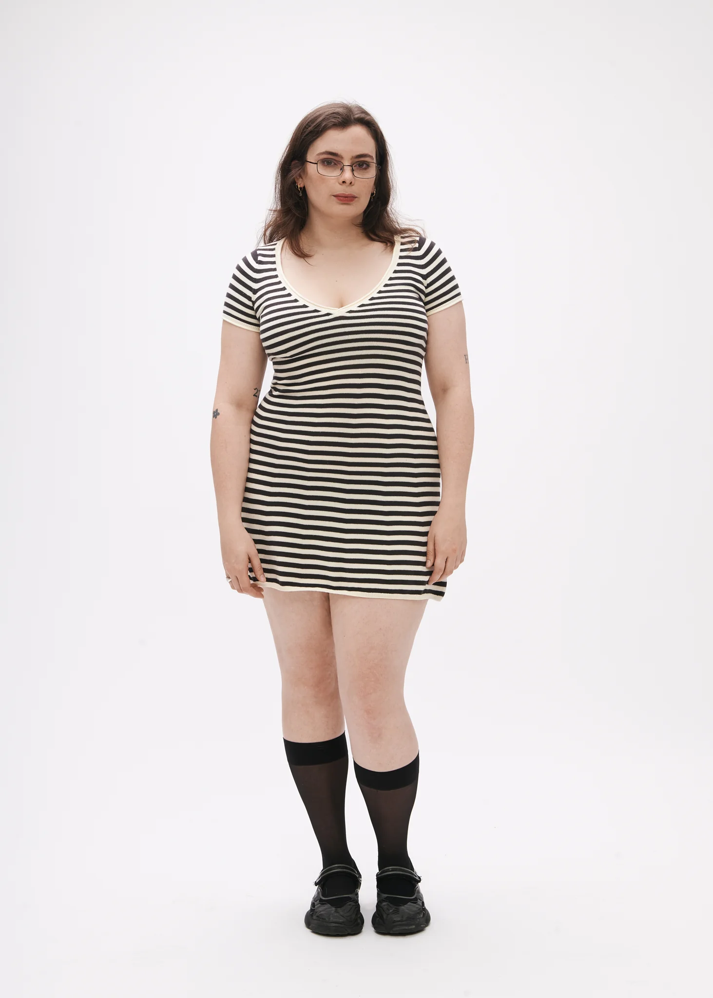 Off The Hook Dress (Cream/Charcoal)