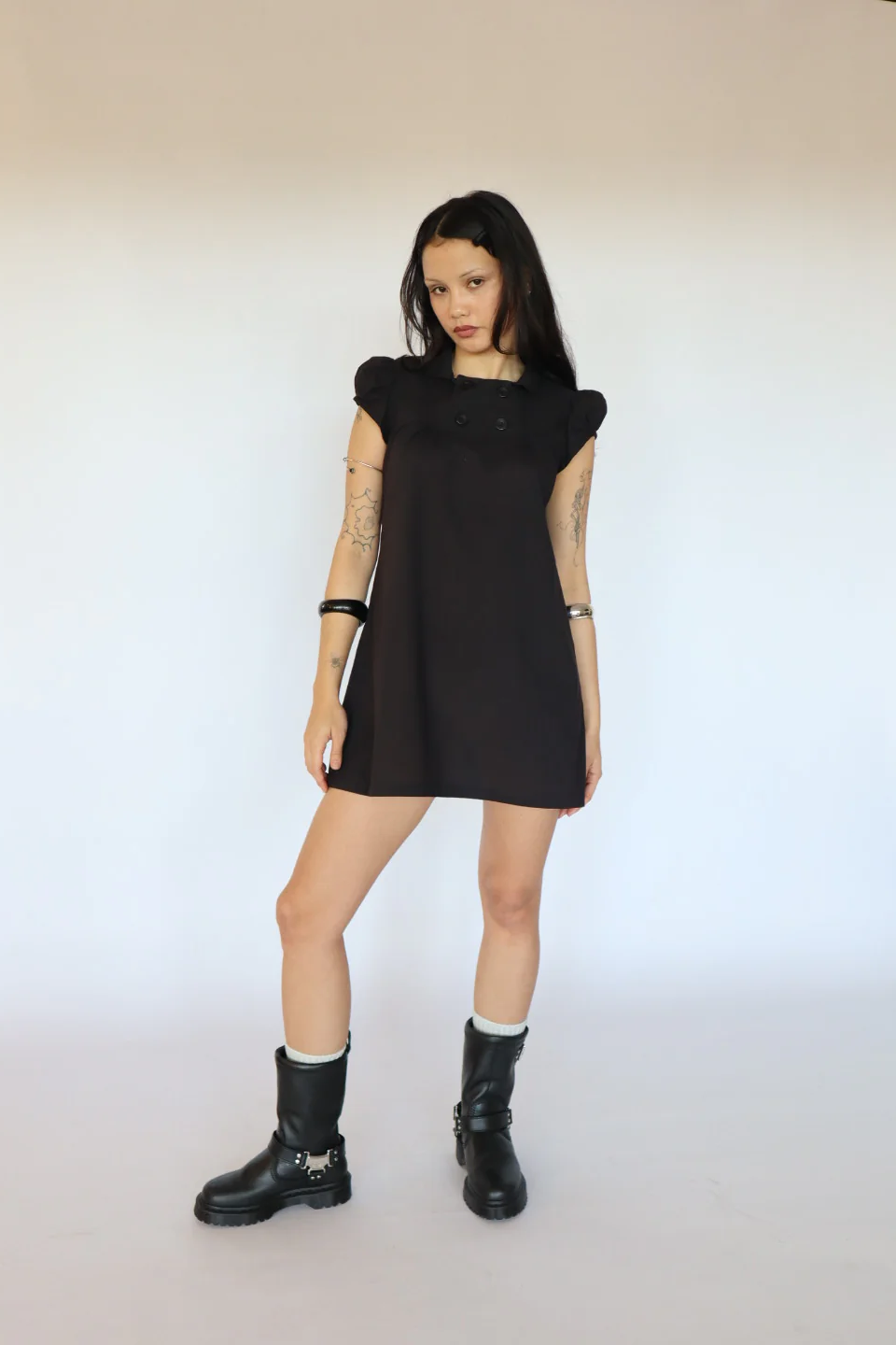 Baby Button Dress (Black)
