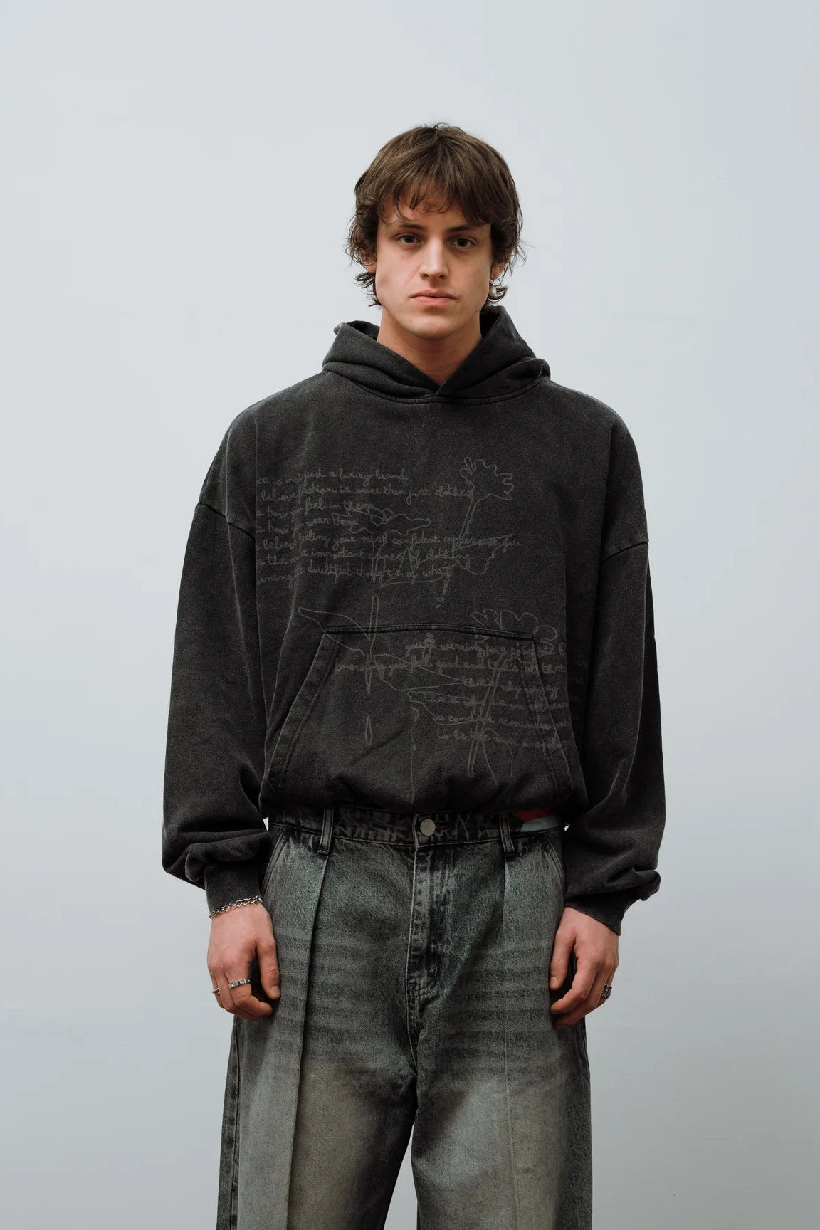 Ricca Messenger Hoodie Black