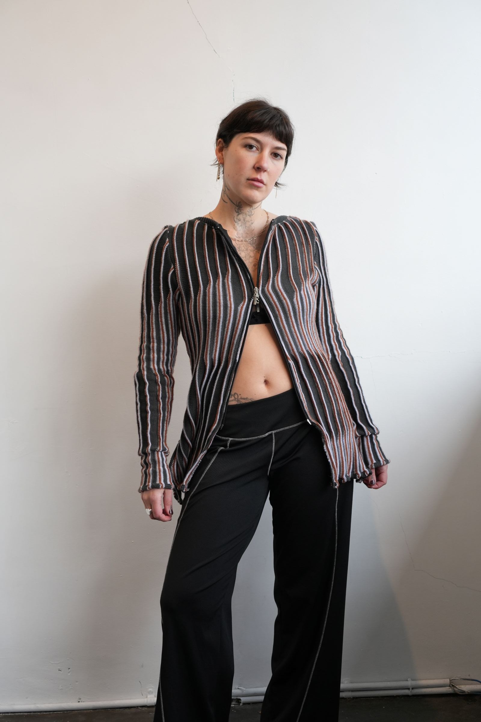 Organic Rib Cardigan (Striped)
