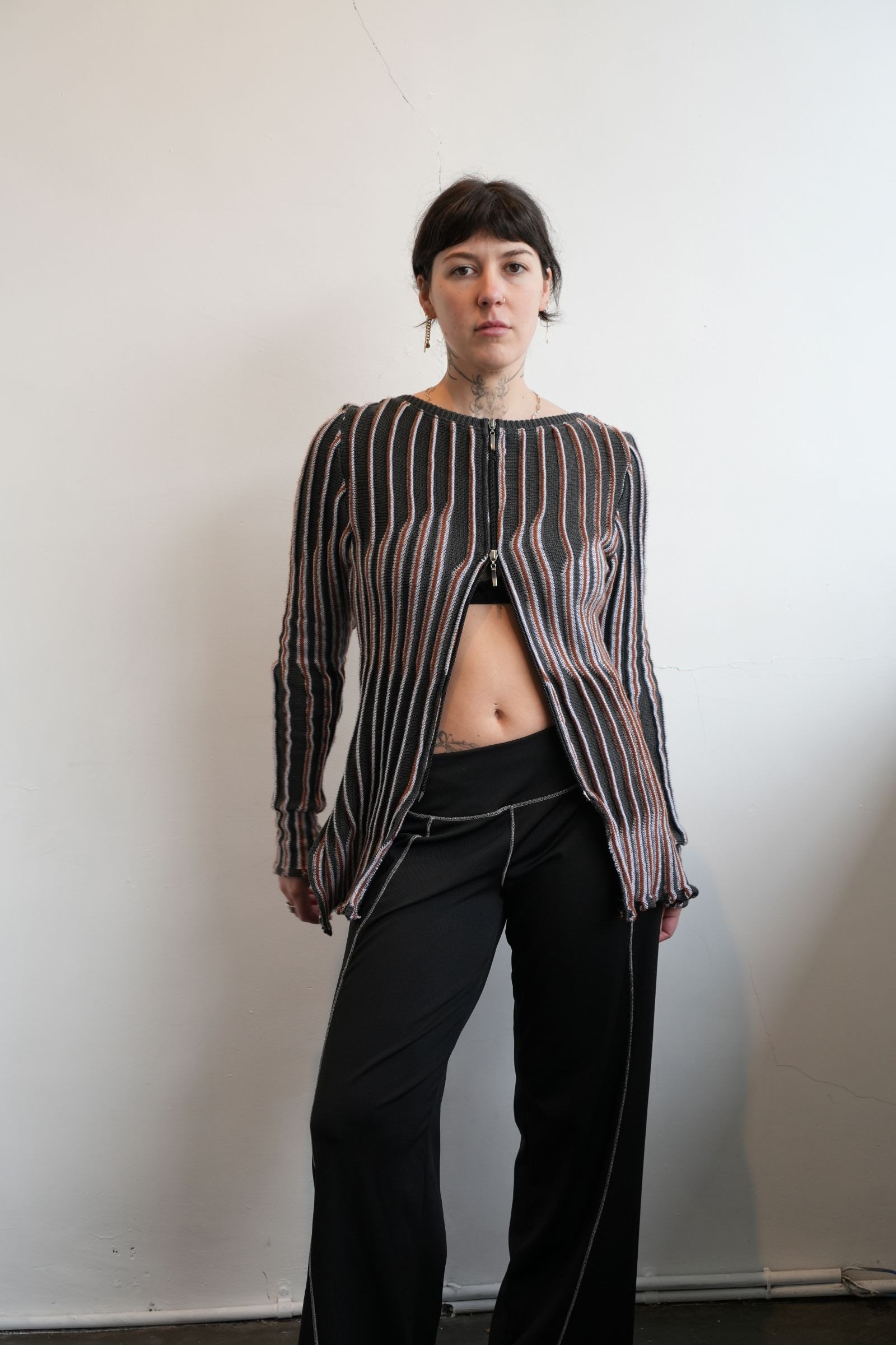 Organic Rib Cardigan (Striped)