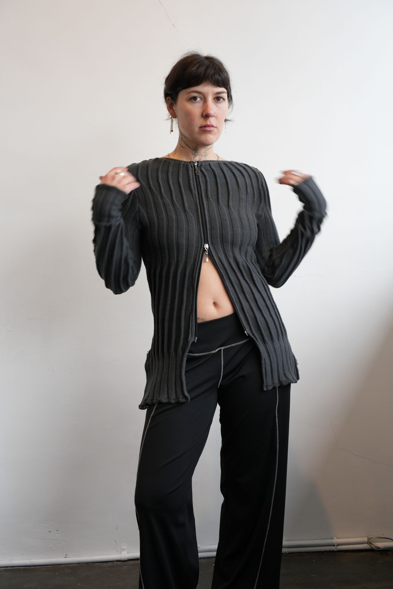 Organic Rib Cardigan (Grey)