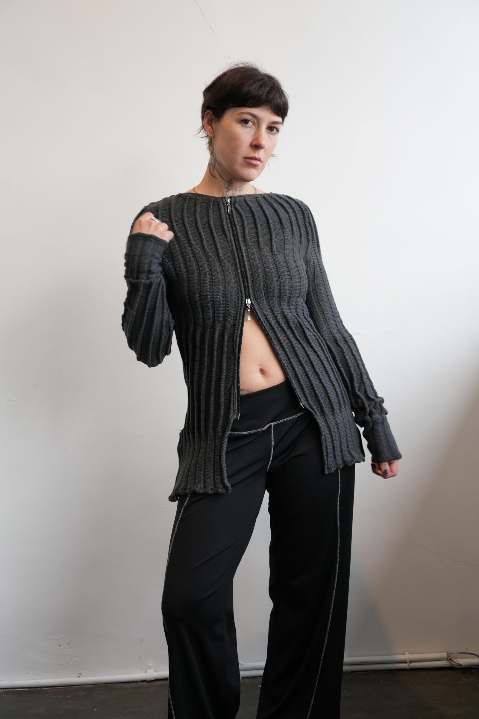 Organic Rib Cardigan (Grey)