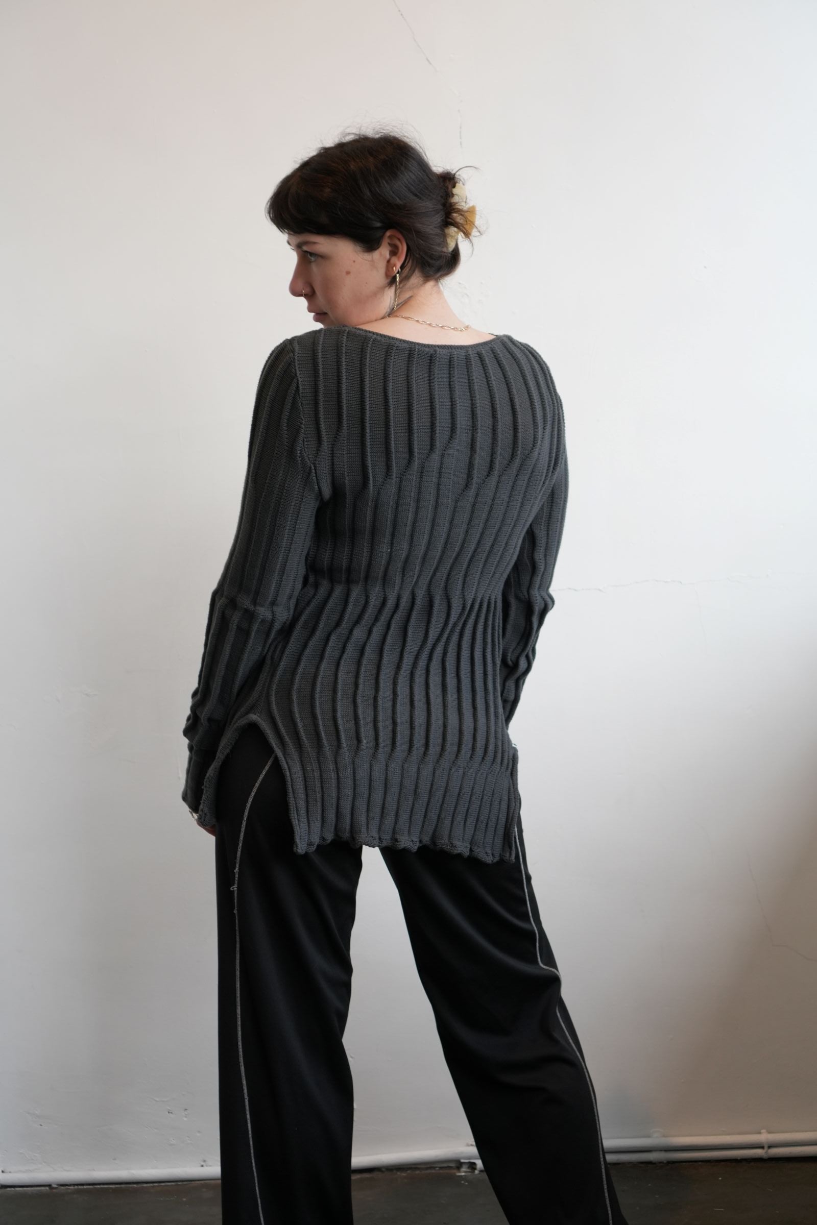 Organic Rib Cardigan (Grey)