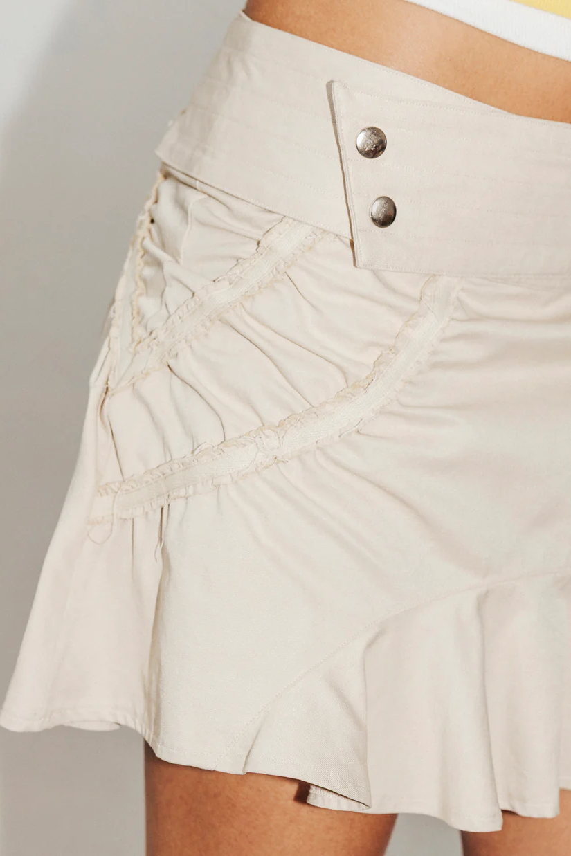 Scrunched Mini Skirt (Sand)