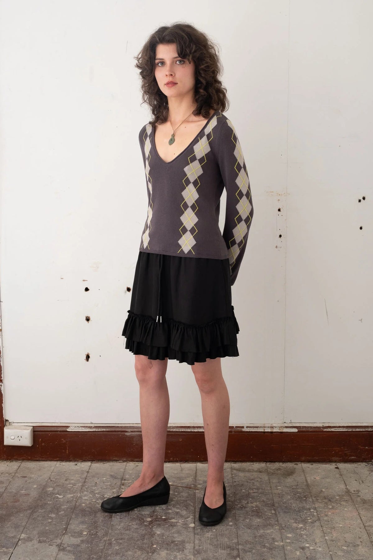 Exile Argyle Longsleeve (Slate/Cloud/Lime)