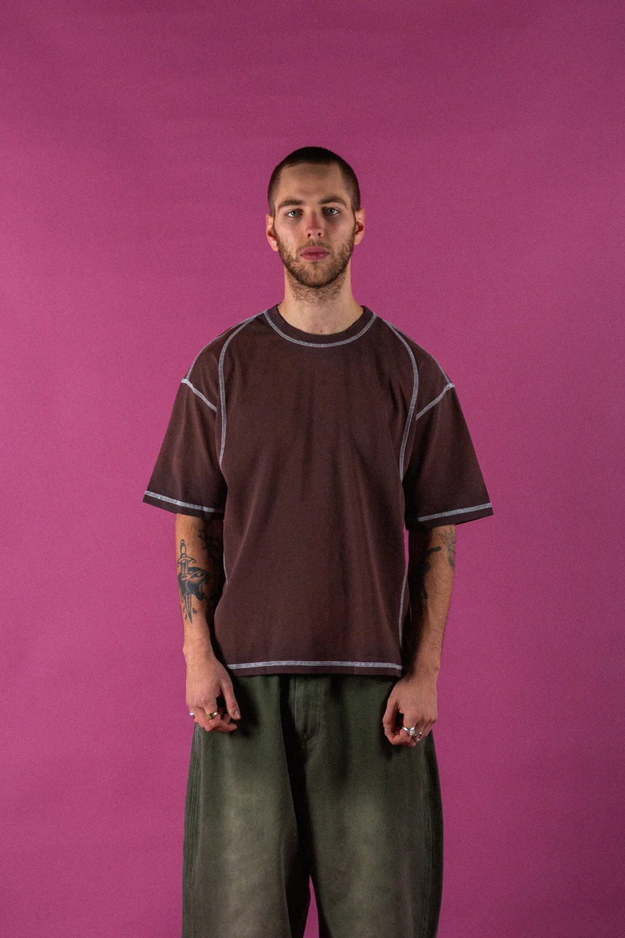 Overlock Enzyme Wash Tee (Maroon)