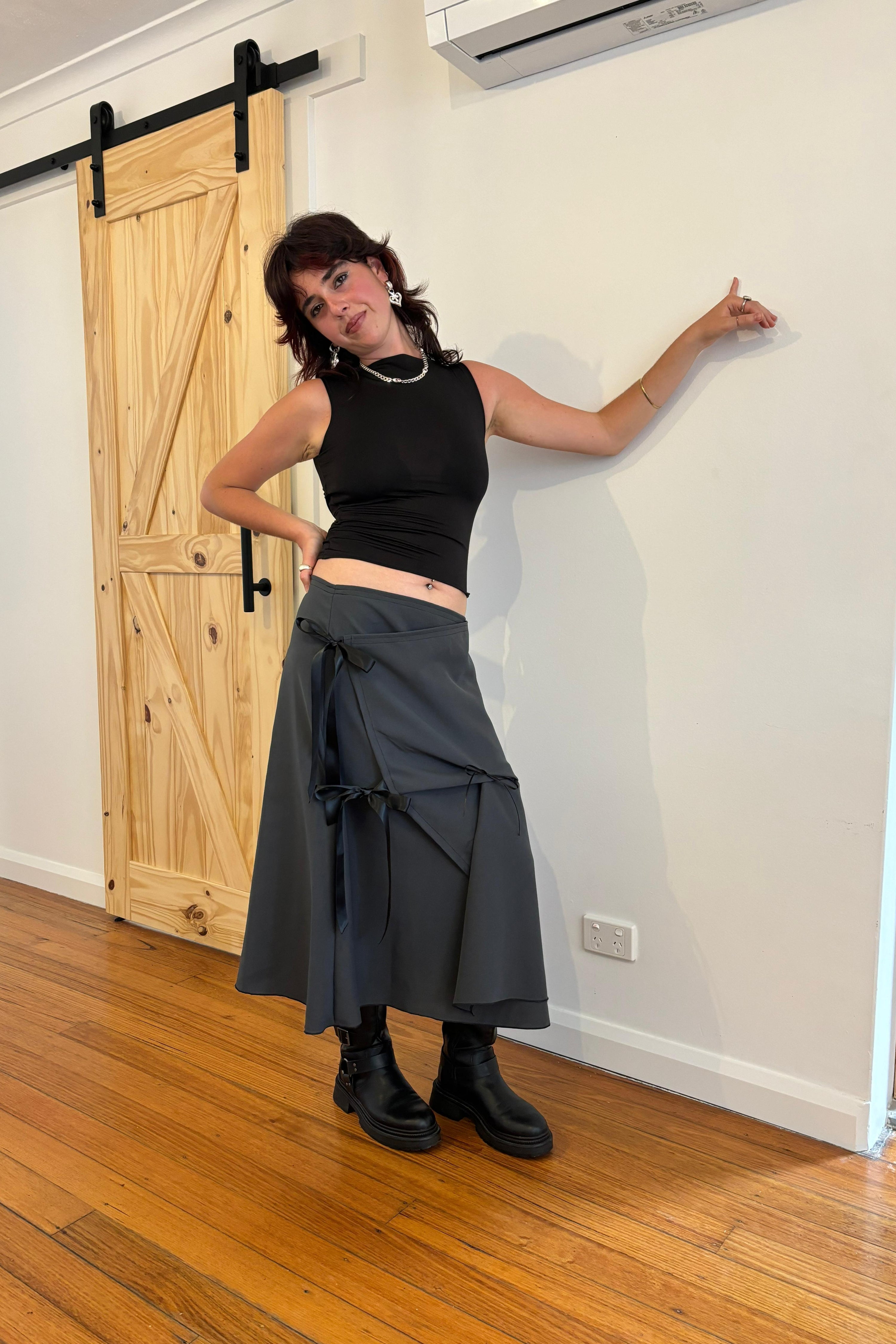 Charcoal Bow Skirt