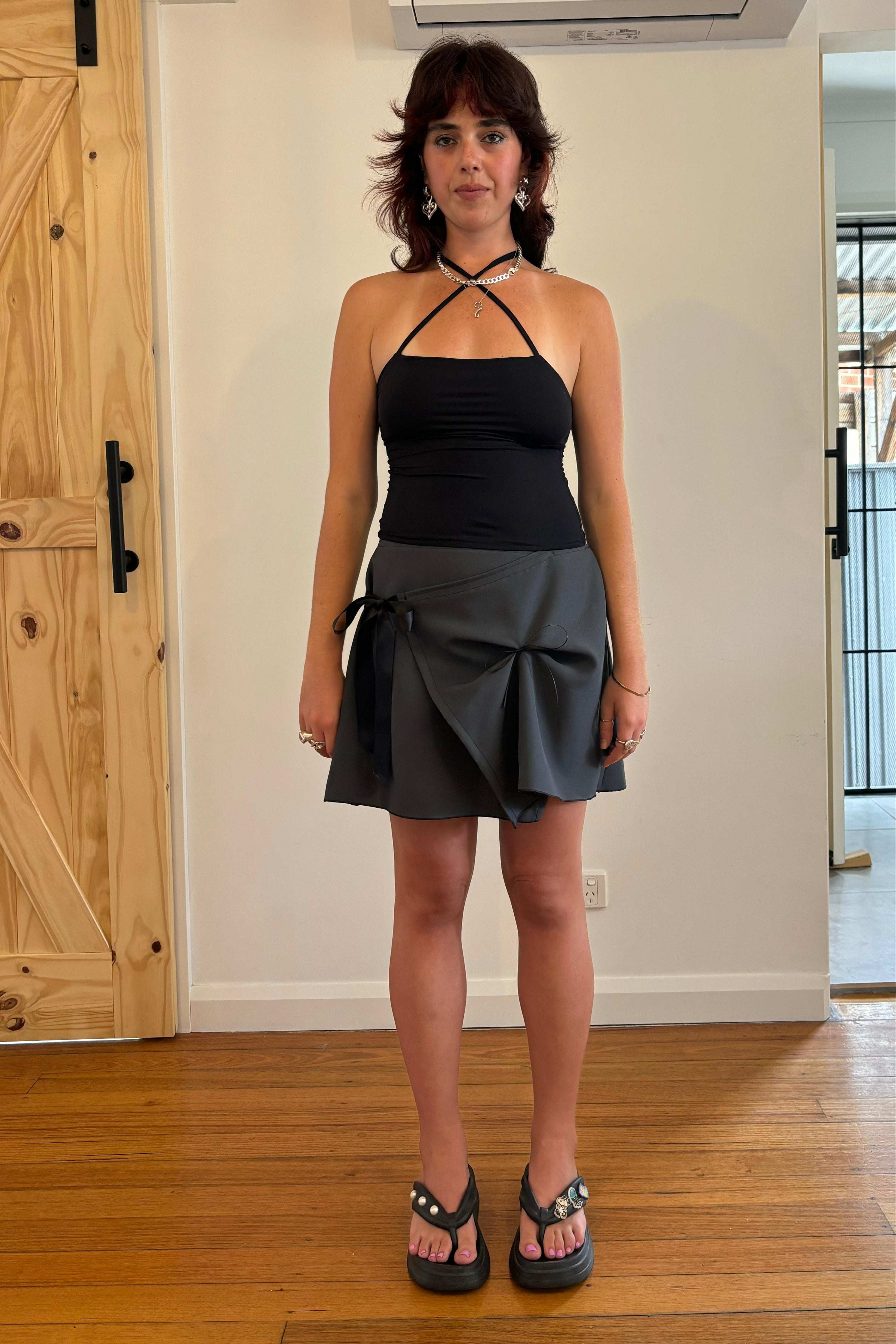 Charcoal Bow Skirt Mini