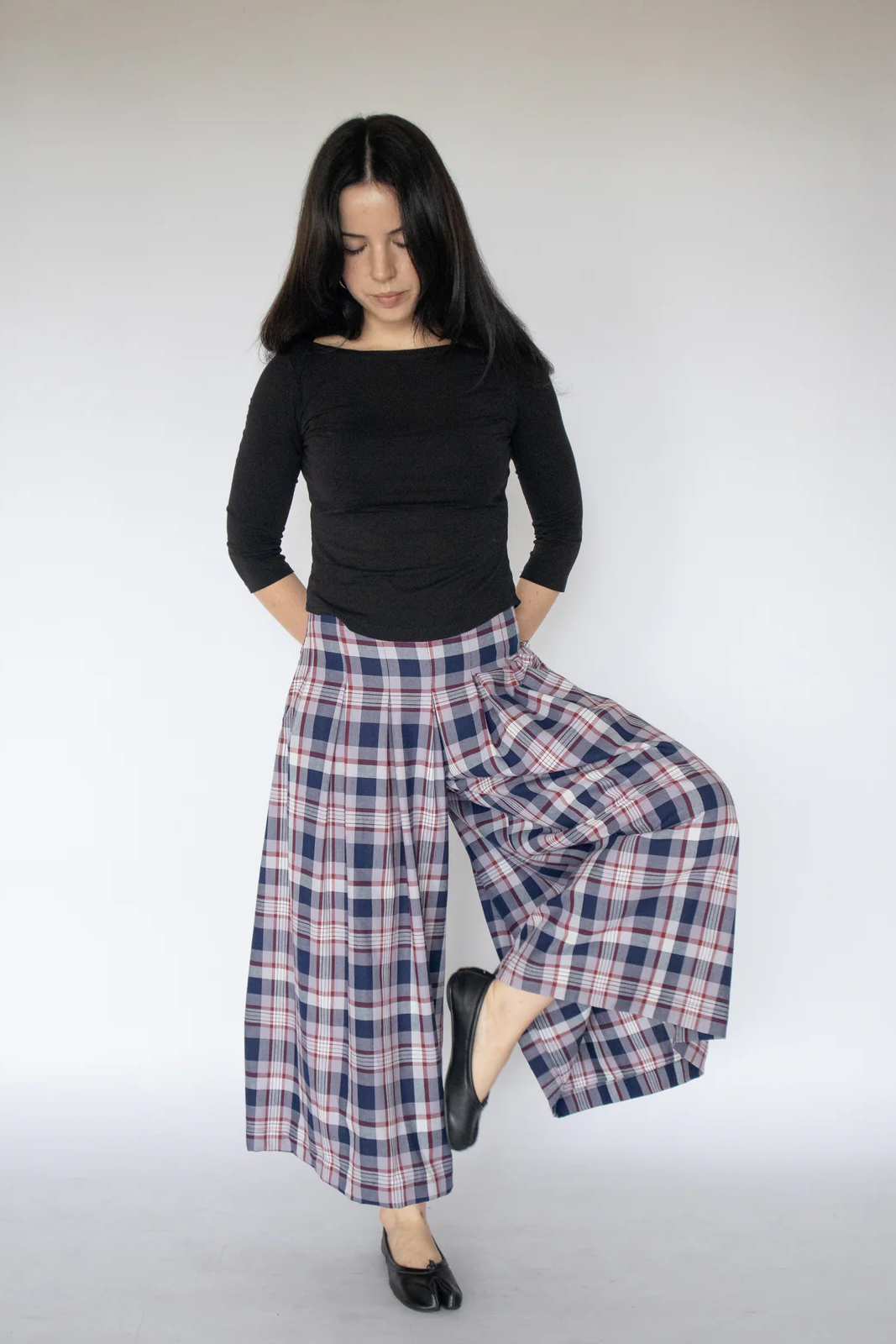 Jules Pleat Pants (Plaid)