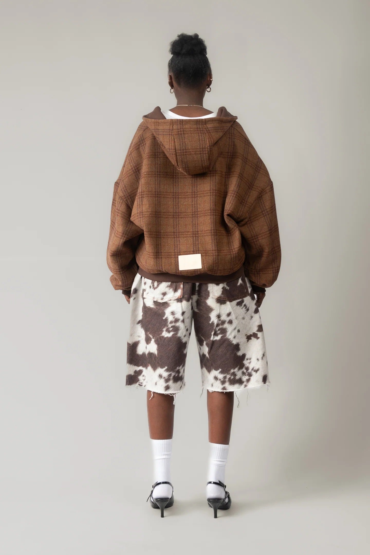 Reversible Zip-up Hoodie (Brown/Plaid)