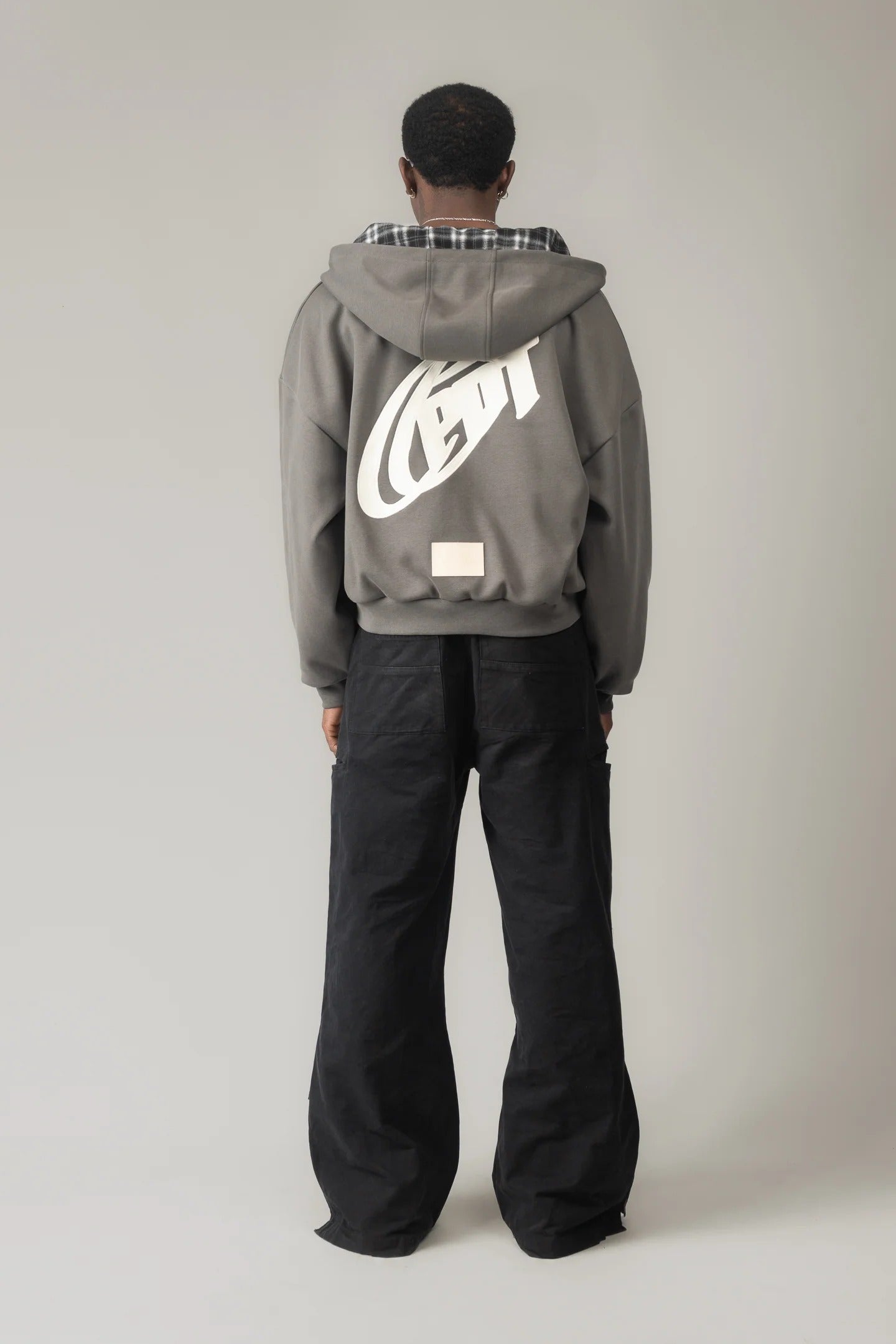 Reversible Zip-up Hoodie (Grey/Plaid)