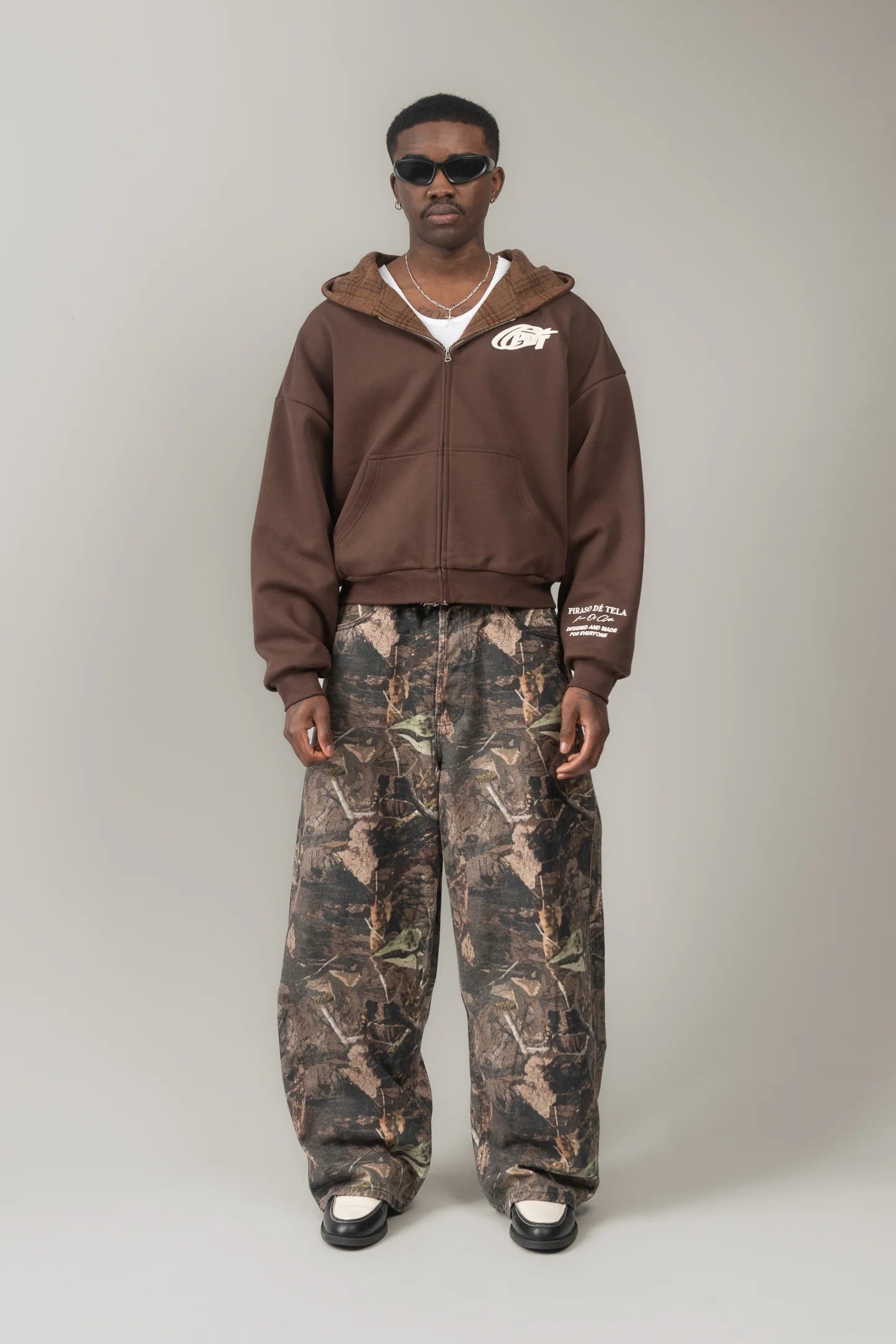 Reversible Zip-up Hoodie (Brown/Plaid)