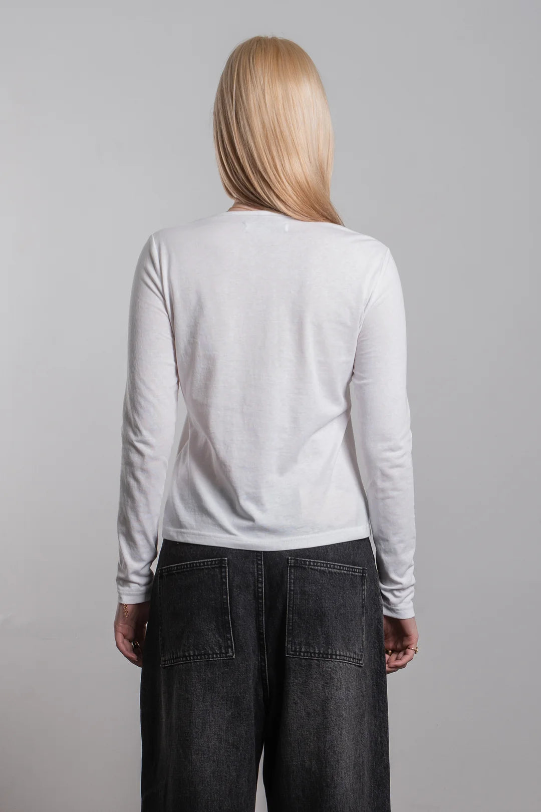 Ricca Long Sleeve Henley Top White