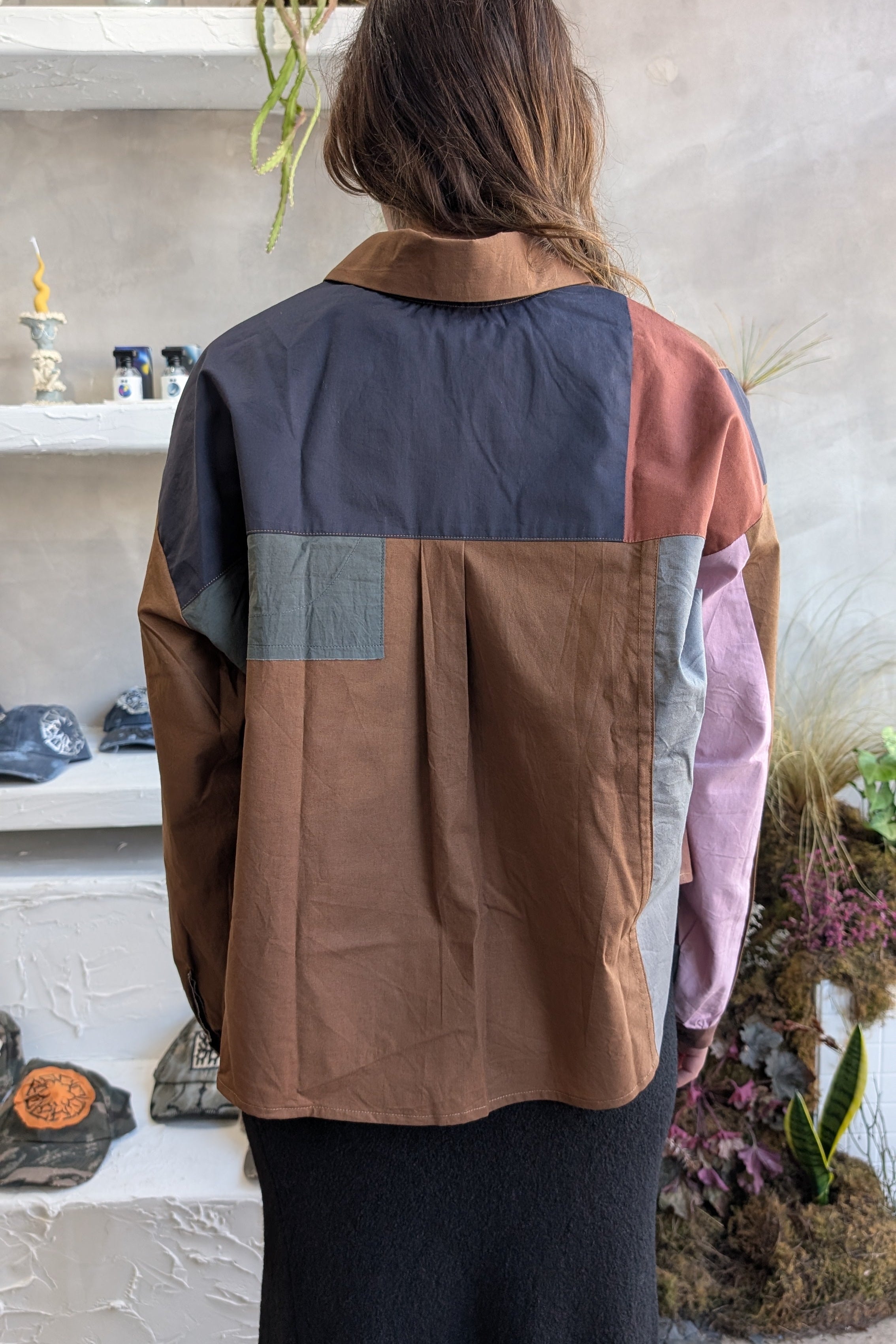 Abstract Patch Shirt (Brown)