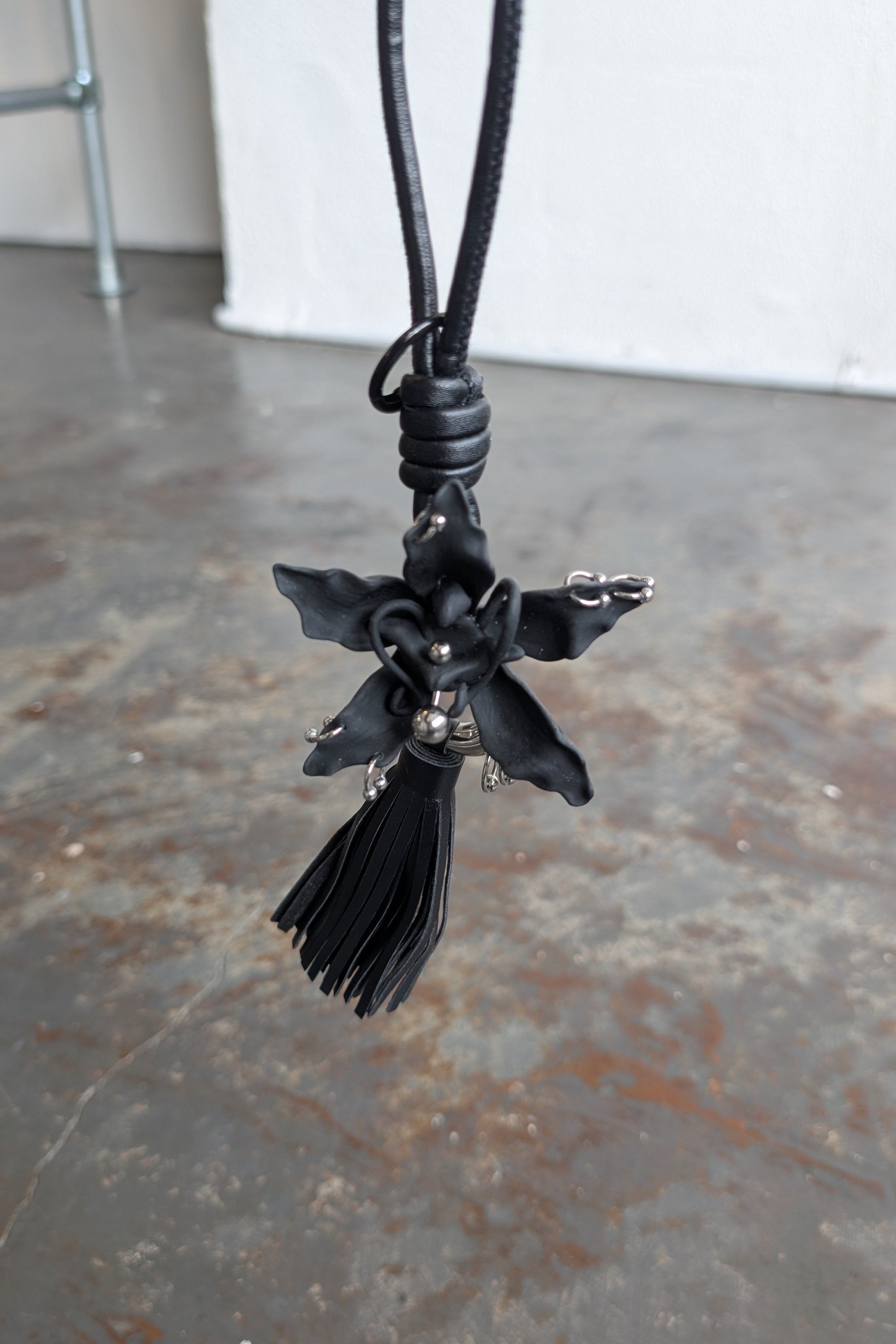 Pierced Orchid Bag Charm (Black)