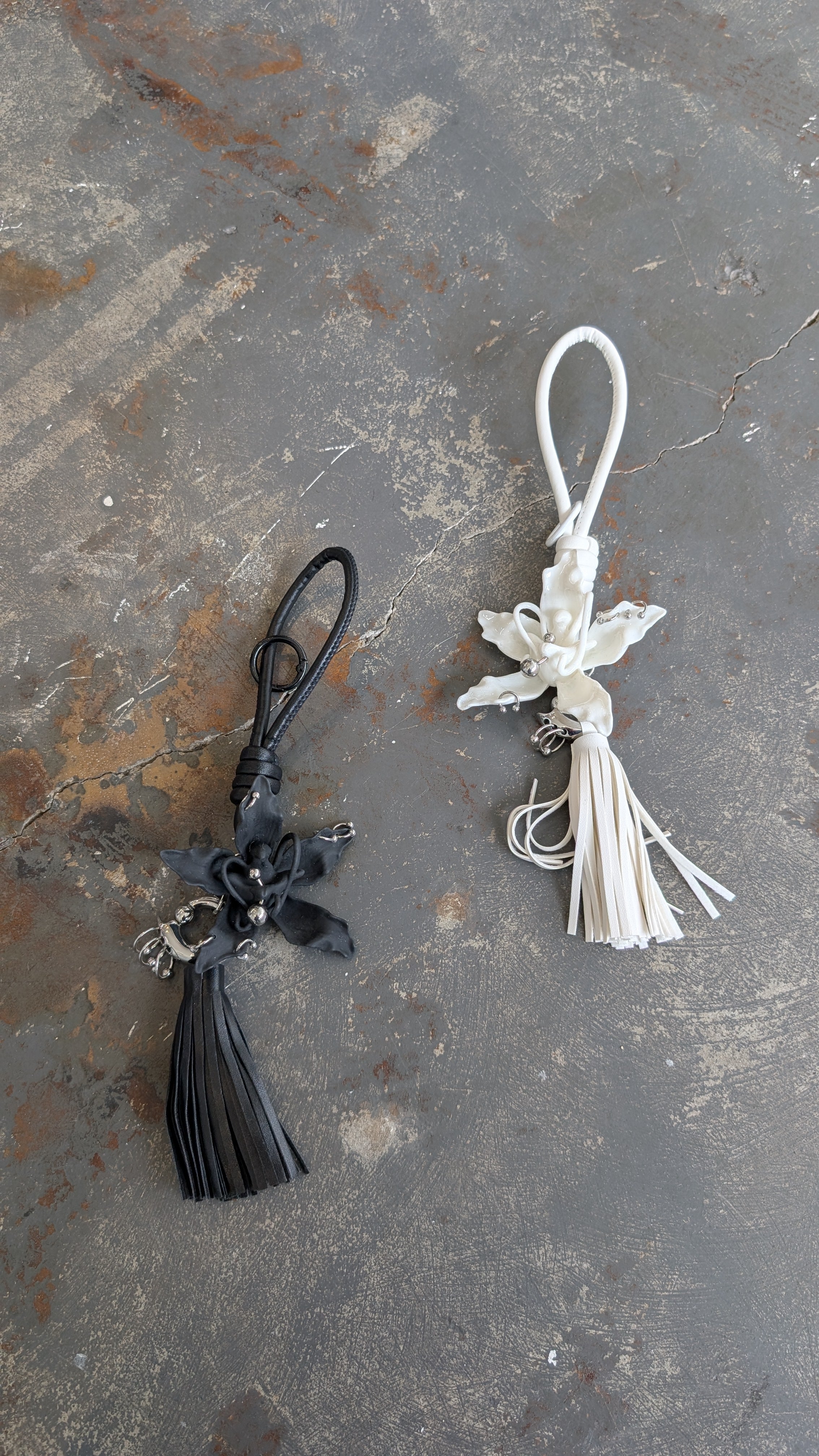 Pierced Orchid Bag Charm (White)