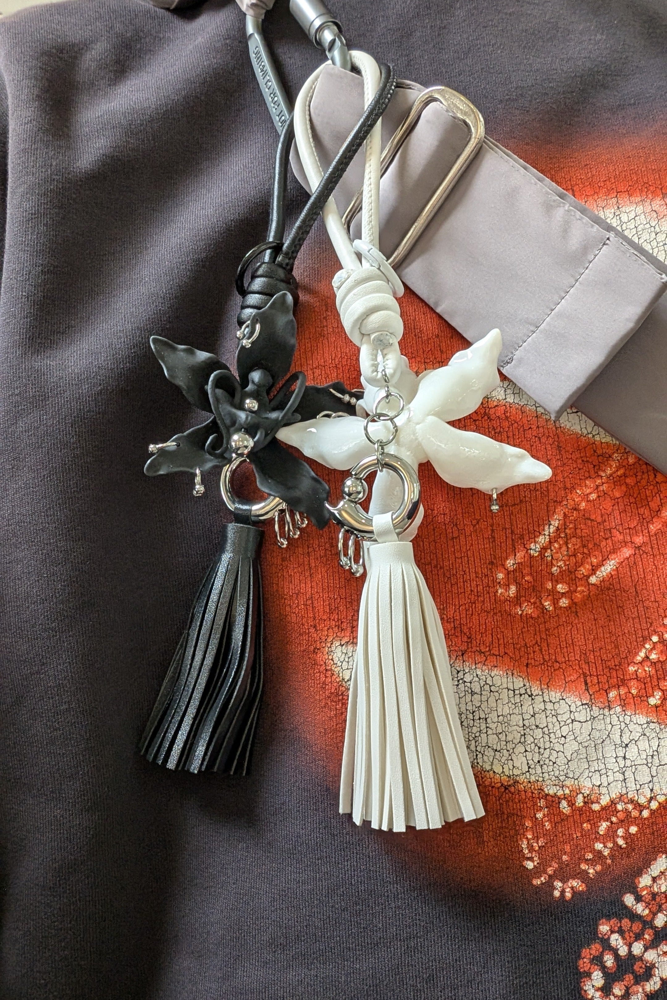Pierced Orchid Bag Charm (White)