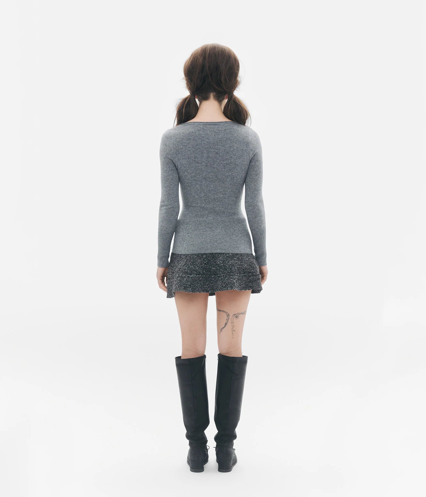 Retired Cheerleader V-Neck Knit (Grey)
