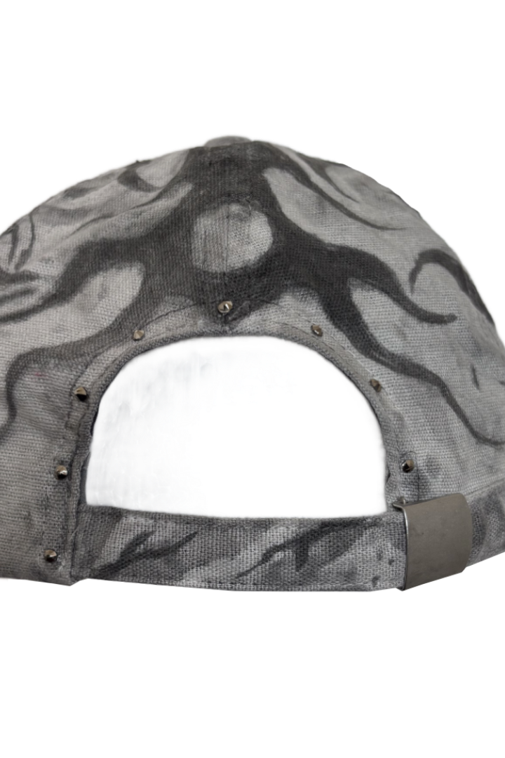 Reworked Embroidery Cap (Grey/White/Crystals)