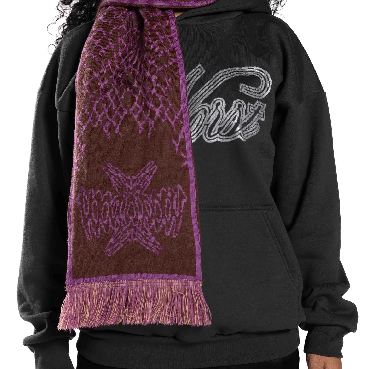 Symmetry & Reflection Scarf in Brown/Purple