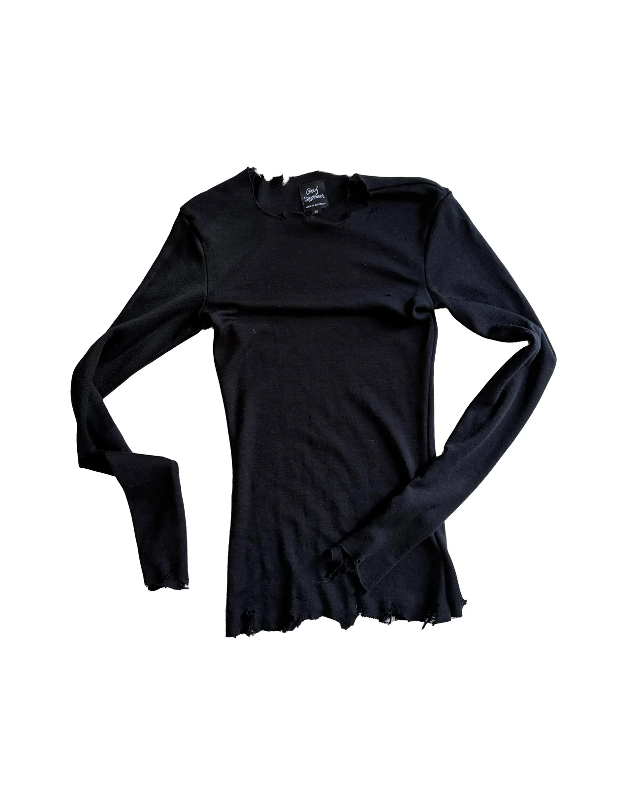 Black Weathered Merino Longsleeve