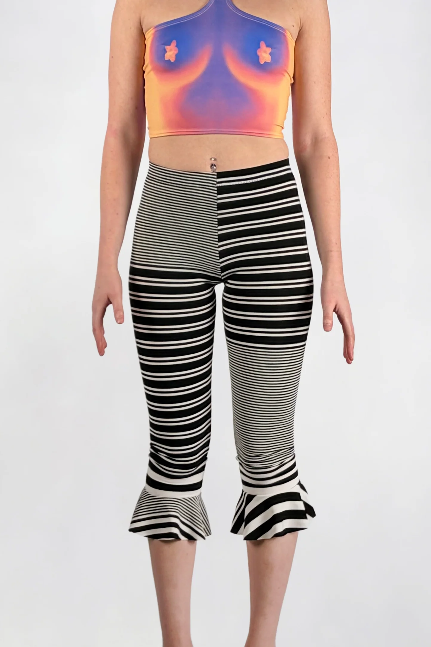 Stripe Frill Capri