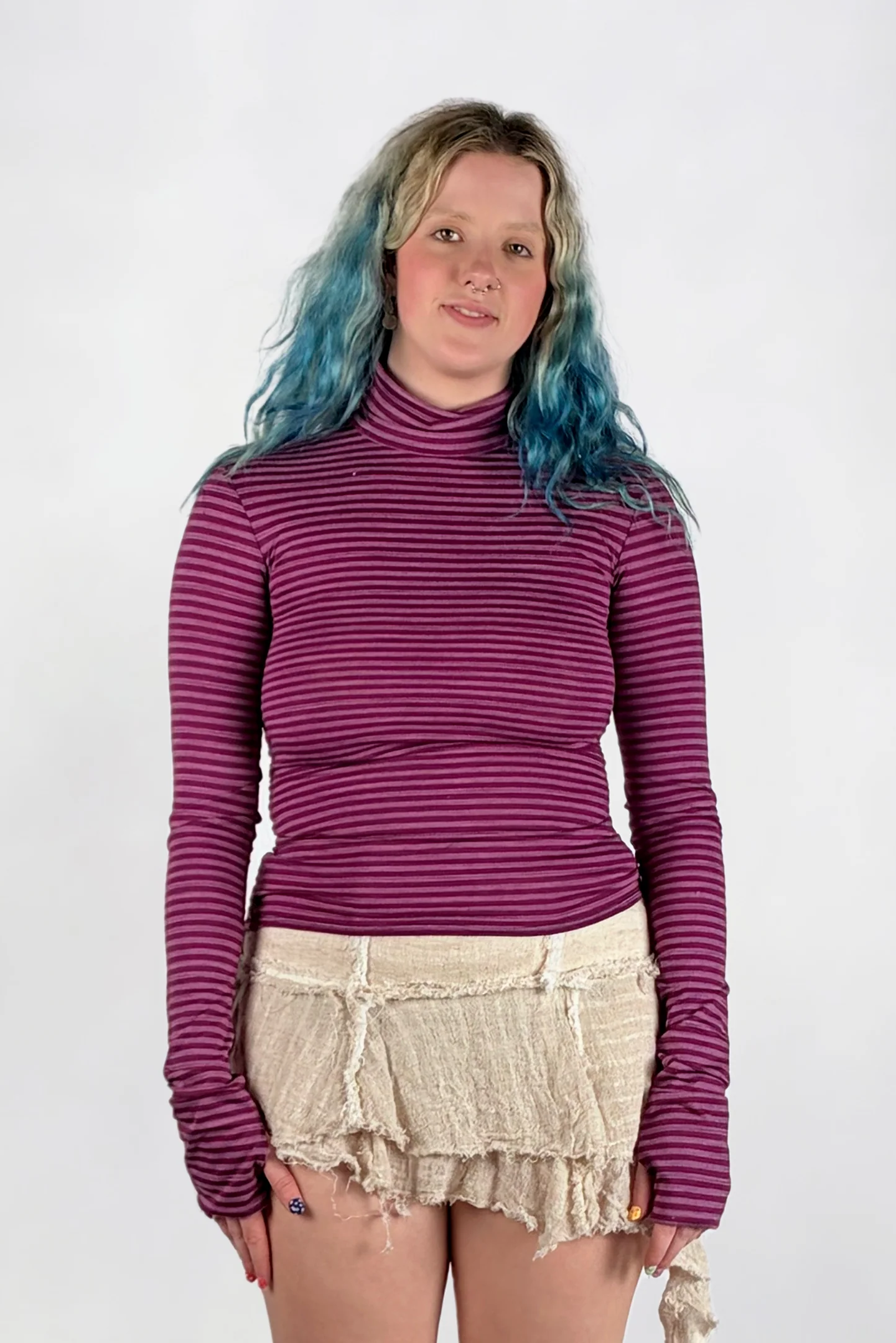 Purple Stripe Wool Blend Longsleeve